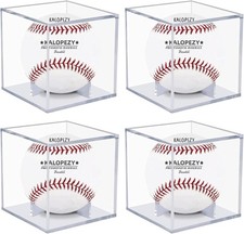 "Baseball Display Case 4 Pack UV Protected Acrylic Square Baseball Holder Clear