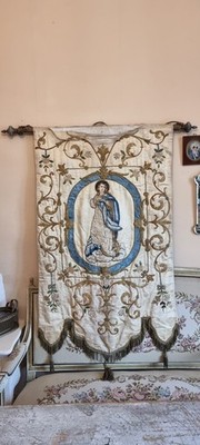 Atemberaubendes und seltenes Andachtstextil um 1900, antikes Sammlerstück