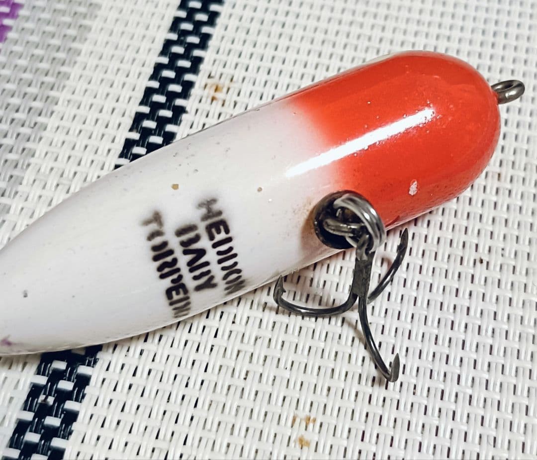 Heddon Tiny Torpedo Set of 3 Topwater Lures Red & White, Used Bonus - Image 3