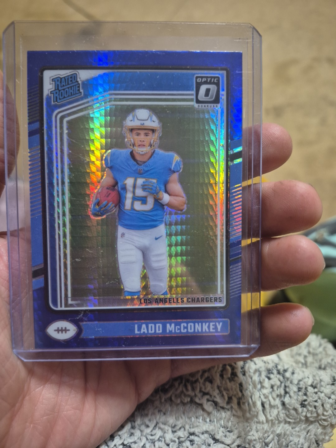 2024 Panini Donruss Optic - Rated Rookie Ladd McConkey #266 Aqua Prizm /299 (RC)