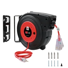 EP Retractable Extension Cord Reel, 45 Ft Heavy Duty Power Cord, 12 AWG/3C SJ...