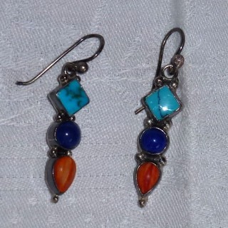 Ohrringe Hänger STERLING mit Steinen 3 cm ausgefallen von OMA