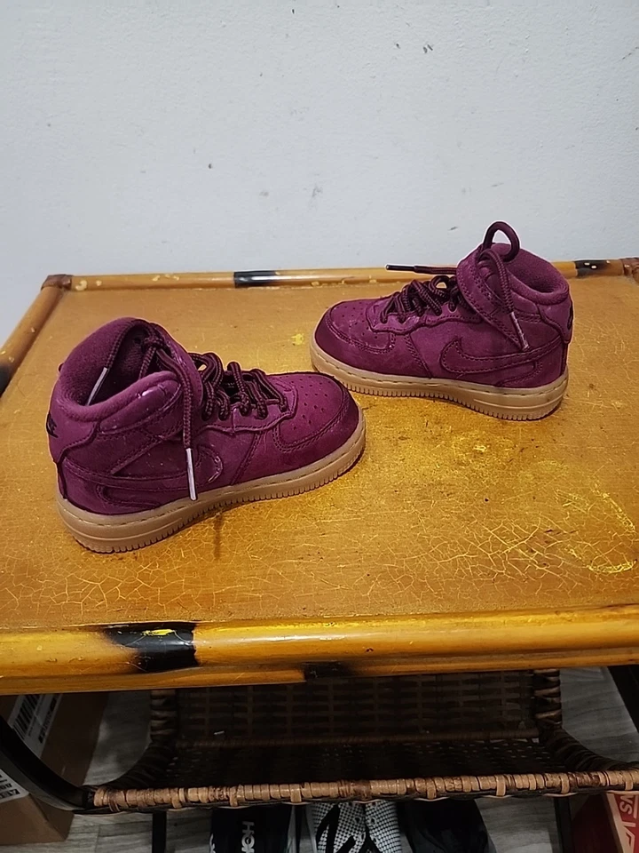 Nike Air Force 1 Mid TD Zapatos para niños pequeños Púrpura Burdeos AH0757 600 Talla 8C Foto 3 de 4