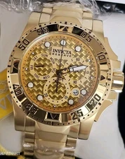 Invicta - EXCURSION - Gold LABEL - Swiss Z60 - Gold GLASS FIBER Dial mens watch 