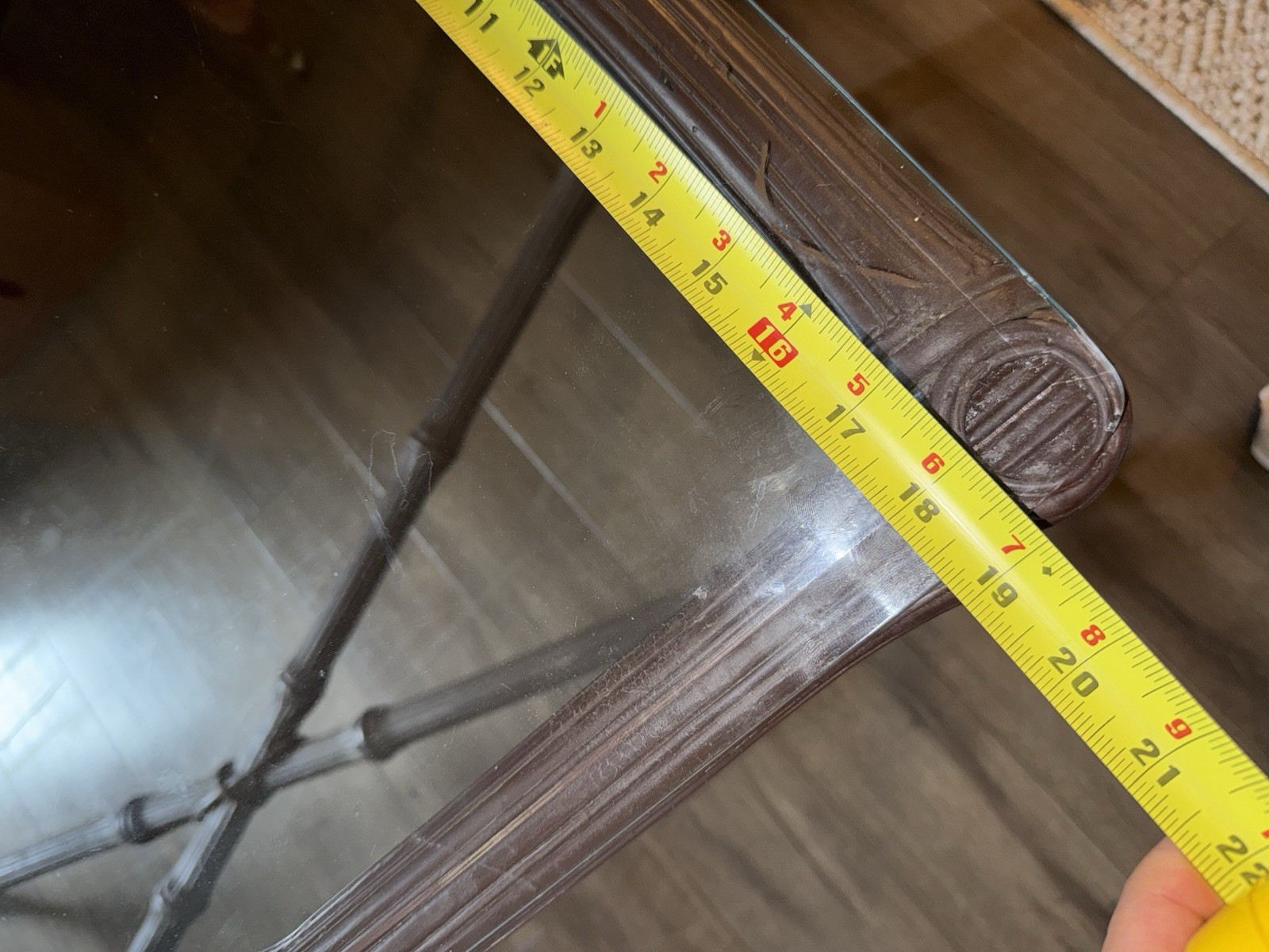 Glass Topped Solid Wood Bamboo Accent Dining Room Table – VGC – GORGEOUS TABLE