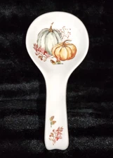 Potter's Studio Pastel Fall Pumpkins Spoon Rest 10.5" Stoneware Thanksgiving