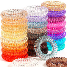 24 Pcs Transparent Spiral Hair Ties No Crease Elastic Coil Ponytail Holders