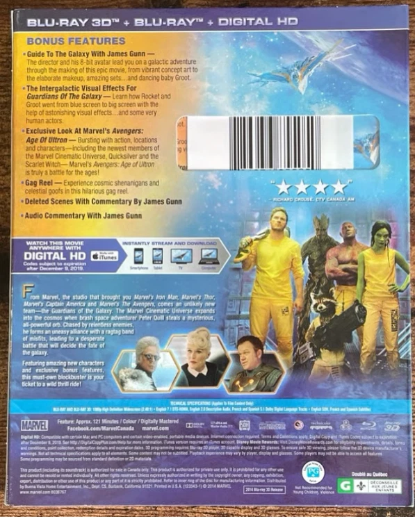 BRAND NEW Guardians of the Galaxy 3D Blu-ray Marvel Movie Set Chris Pratt N5050 Foto 2 de 2