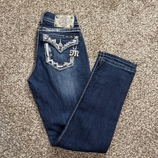 Miss Me Buckle Mid-Rise Easy Cropped Jeans Size 26x26 Embellished