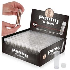 Coin Tubes for US Pennies - 100ct  Holds "Lincoln" Penny  Durable Plastic