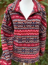 American Eagle Winter Fleece Scandinavian Womens Zip Up Pull Over Jacket Size L