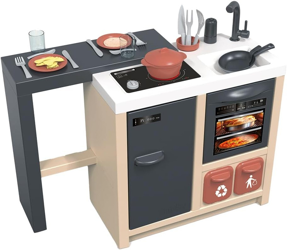 Cuisine îlot compacte anti-dispute grâce à sa surface de jeu 360 pour enfants