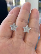 3 Ct Round Cut Simulated Diamond Women Star Stud Earring 14K White Gold Plated