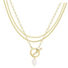 Gold Layered Necklace for Women Trendy Jewelry 14K Real Gold Gold Necklace 20