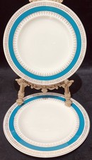 Crown Ducal “Chatsworth” Turquoise Band & Gold Squares  2 X Lunch Plates 1950s 