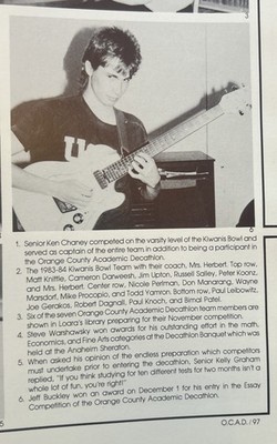 Jeff Buckley 1984 Senior Year Loara High School Yearbook Guitar