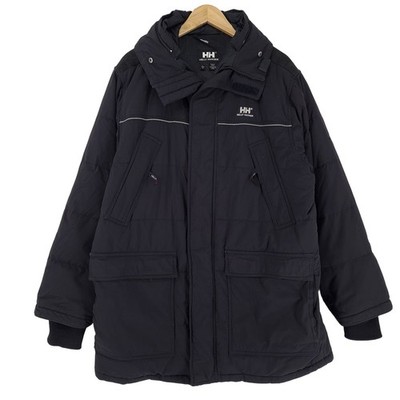 Helly Hansen Men's Down Jacket Black Hooded Quilted Insulated Size L