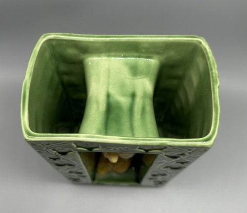 Vintage 1950s Shawnee Pottery Mid Century Modern Deer & Ivy Double Sided Vase - Picture 5 of 15