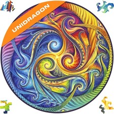 UNIDRAGON Spiral Incarnation 700 Piece Wooden Jigsaw Puzzle King Size 18" x 18"