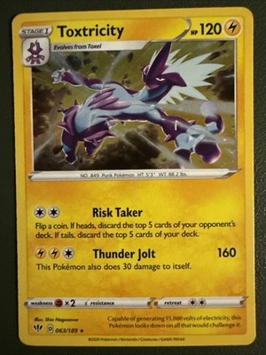 Pokemon TCG Darkness Ablaze Cosmos w Swirl Holographic Toxtricity # 063/189  NM
