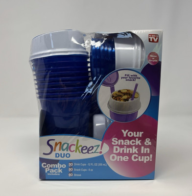 Snackeez Duo Snack & Drink Cup 30 Piece Kit Blue As Seen On TV New