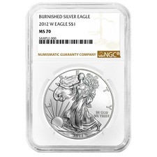 2012-W Burnished Silver Eagle NGC MS70 Brown Label