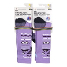Smartwool Kids' WINTERSPORT Ski Socks Full Cushion Merino 2 Pair LARGE Violet