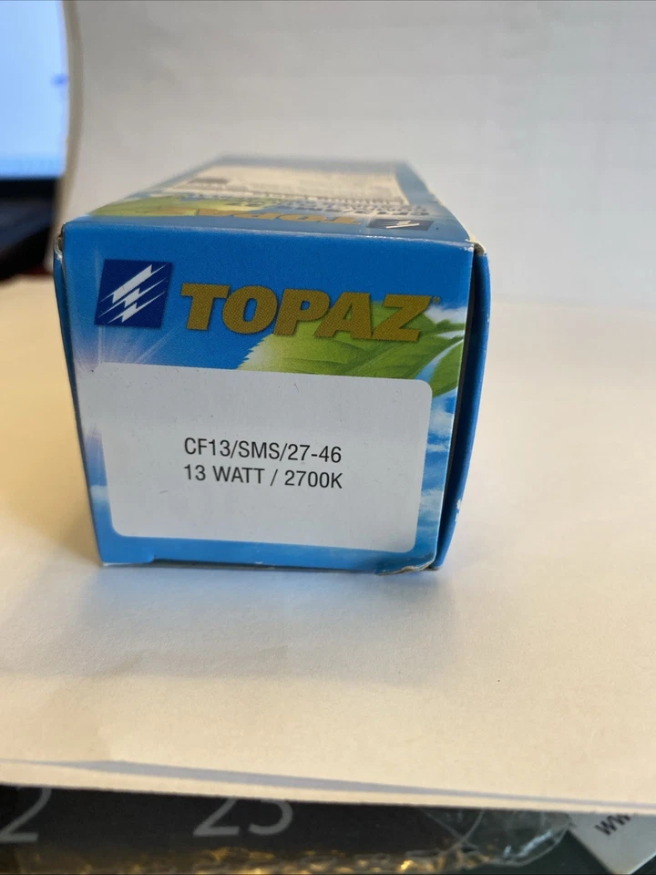 Topaz CF13/SMS/27 13 watt mini compact fluorescent 2700K 10,000 hours warm white - Image 2 of 4