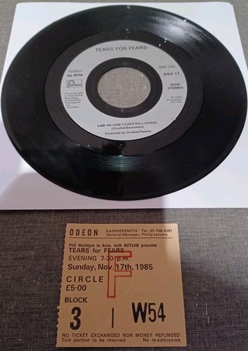 Tears For Fears "Laid So Low" 7"Single (1992) IDEA17 Plus Concert Ticket Stub