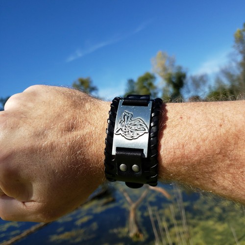 Colección BLACKSTATIC - Pulsera de puño de piel vikinga nórdica para hombre - Imagen 4 de 169