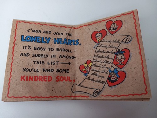 Vintage Valentine Cards Teacher Hallmark Lonely Hearts Fold Out 1944 - Picture 13 of 22