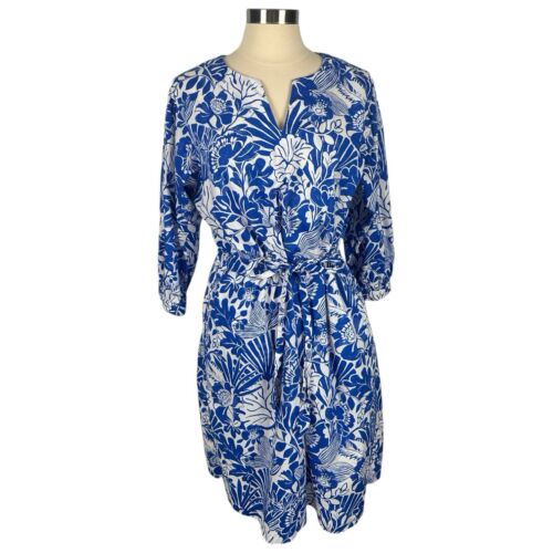 Abito donna J. McLaughlin extra large Evelyn blu manica 3/4 tasche cinch vita - Foto 2 di 21
