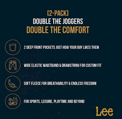 LEE ~ 2-Pack ~ Jogger Pants ~ Rugged Knee ~ Zip Pocket ~ Youth Small (7-8) - Picture 8 of 13