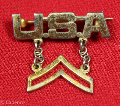 US WW2 Army USA Sterling Private Corporal Rank Sweetheart Pin. Pin Back ...