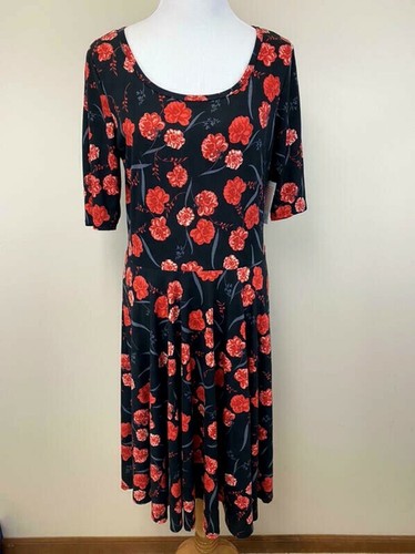 NWT Lularoe 2XL Nicole Dress Black Red 