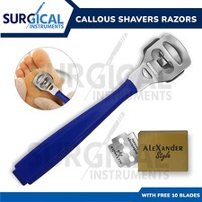 Blue Pedicure Callous Callus Shaver Foot Tough Skin Corn Remover Tool 10 Blades