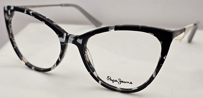 New Pepe Jeans PJ 3360 Black White Eyeglasses Frame 52-17-140 No Case D45