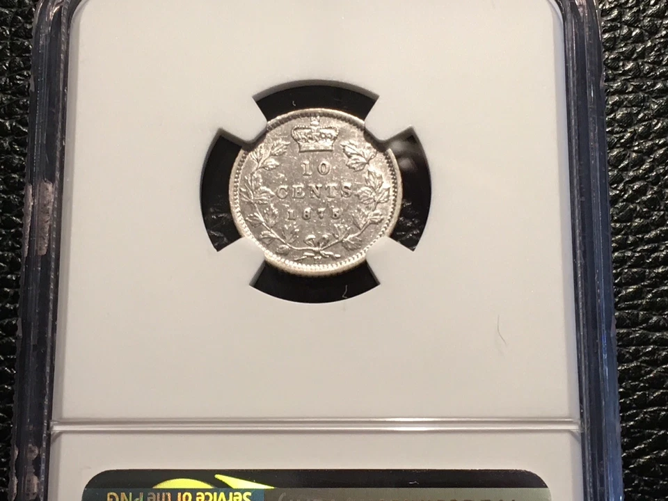 1875-H Canadian 10 Cents Rare NGCxf Details Very Light Cleaning. - Image 4 of 4