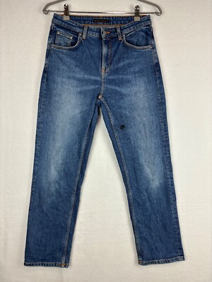 Nudie Jeans Womens W 29 L 28 Straight Sally Blue Dark Stone
