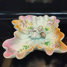 Ornate Floral Gold Bowl With Baby & Fish ~ Going Out Of Business Sale 