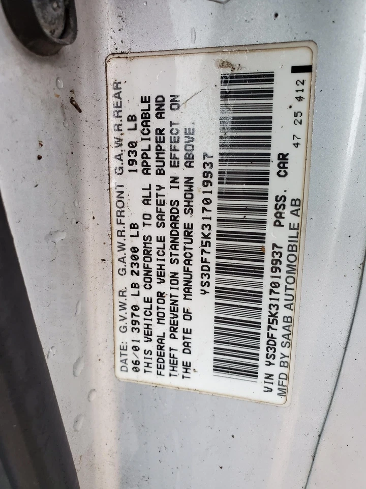 SAAB 9-3 93 1999-2003 tapa de puerta de llenado de tanque de combustible (plateado metálico) convertible Foto 4 de 4