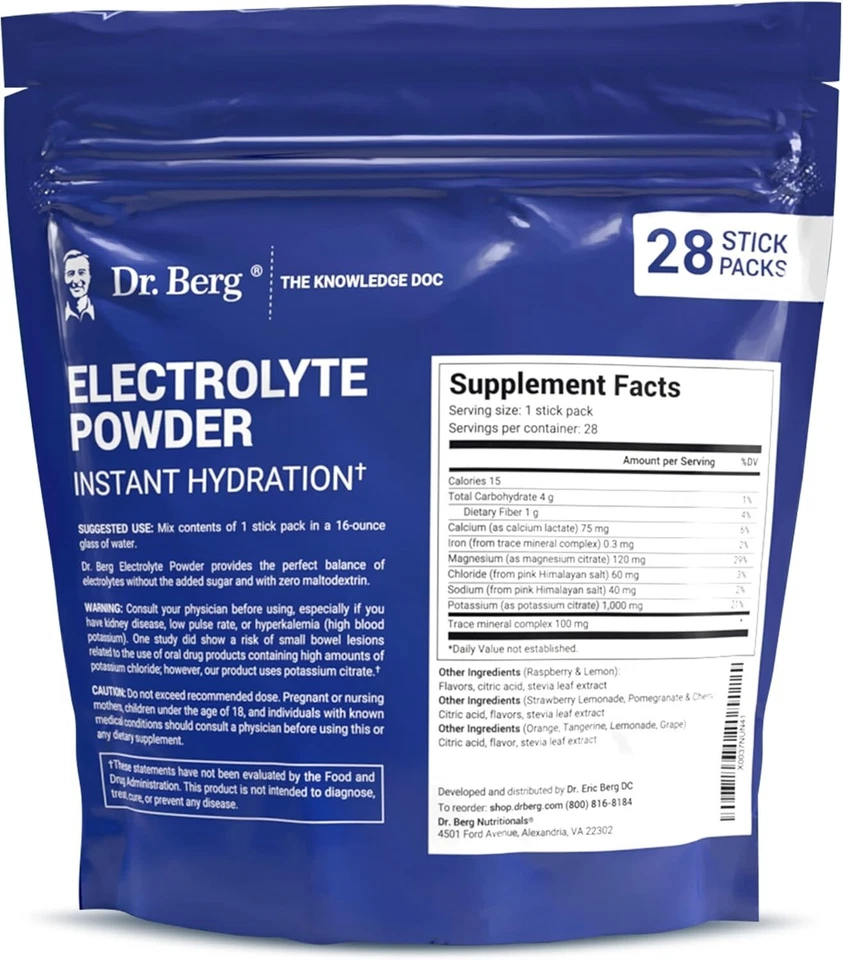 Dr. Berg Sugar Free Electrolyte Powder Variety Pack – 28 Keto Hydration Packets - Image 2 of 4