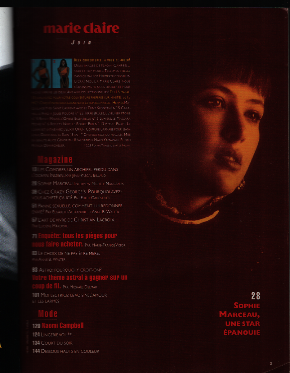 Marie Claire French Fashion Magazine June 1997 Naomi