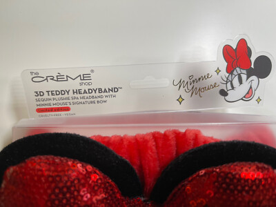New Minnie Mouse Spa Headband with red sequins 3D Bow Plush 