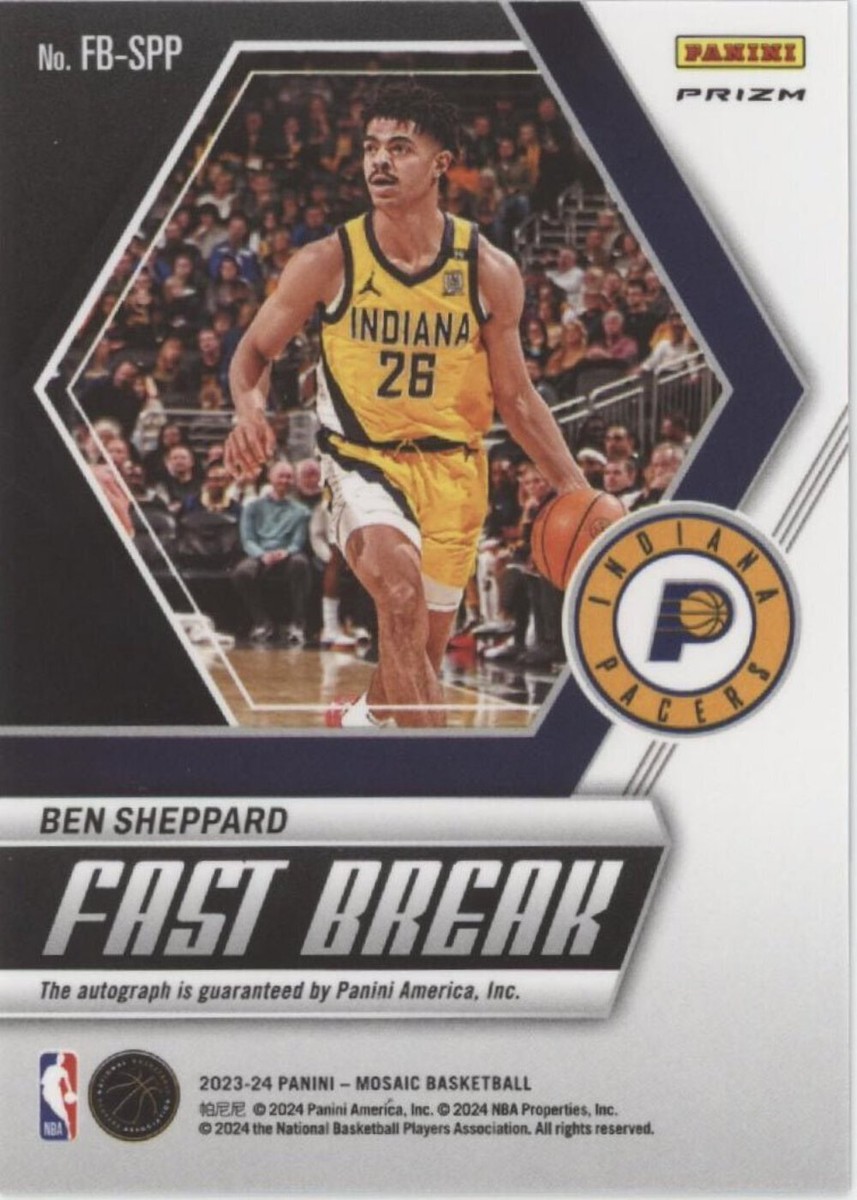Ben Sheppard 2023-24 Panini Mosaic Fast Break Prizm RC Auto
