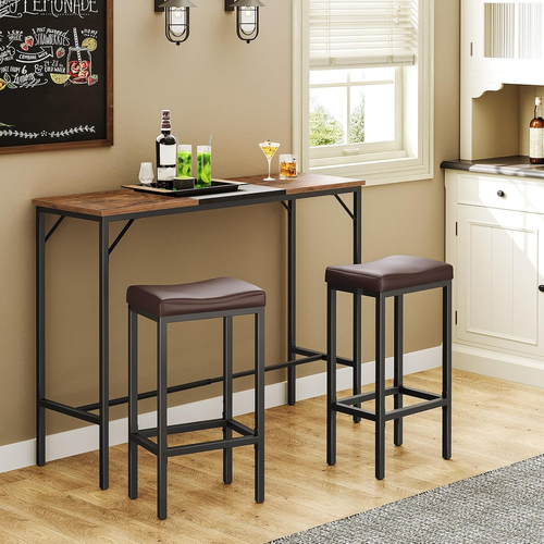 Bar Chairs, Set of 2 Counter Height Saddle Stools with Curved Surface, 24.8 Inch - Picture 2 of 10