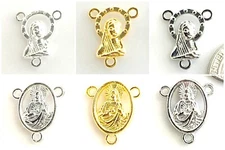 Rosary Mary centerpieces Connector 2-Sided Silver Gold Antique Silver 18mm 6pcs