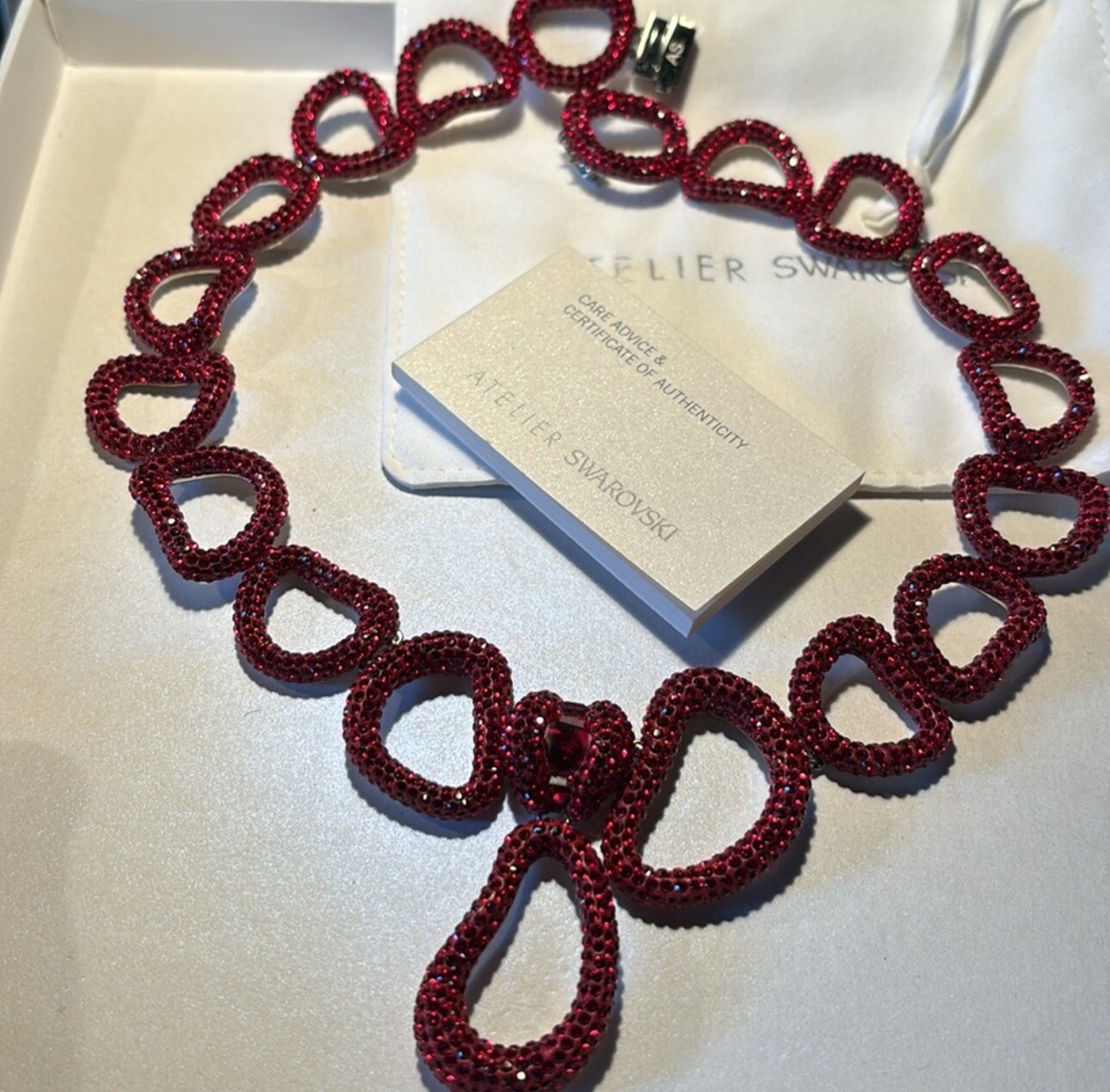 Authentic Swarovski Atelier Red Statement Necklac… - image 6