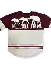 Justify T shirt Womens XL Marron White Wild Soul Dream Elephant Long Sleeve