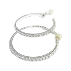 Silver Clip On Crystal Hoop 4cm Silver Non pierced Clipon Earrings